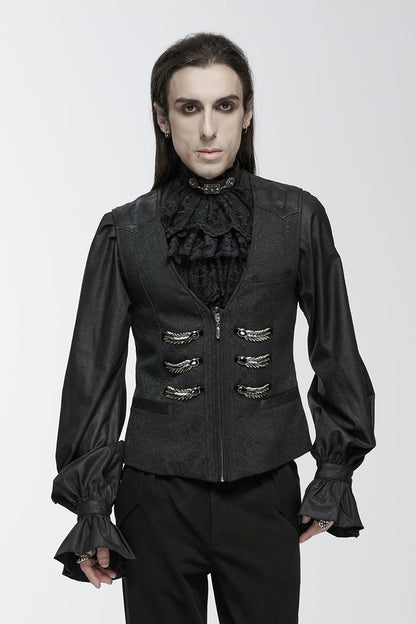 Charcoal Buckle Loop Zip Gothic Vest for Men