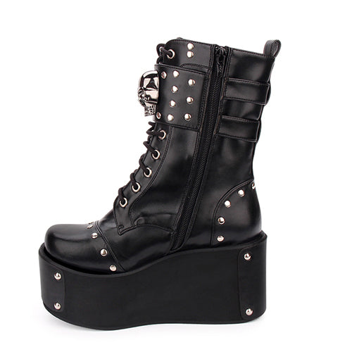 Gothic Lolita Boots with Skull Rivets