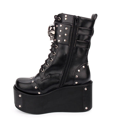 Gothic Lolita Boots with Skull Rivets