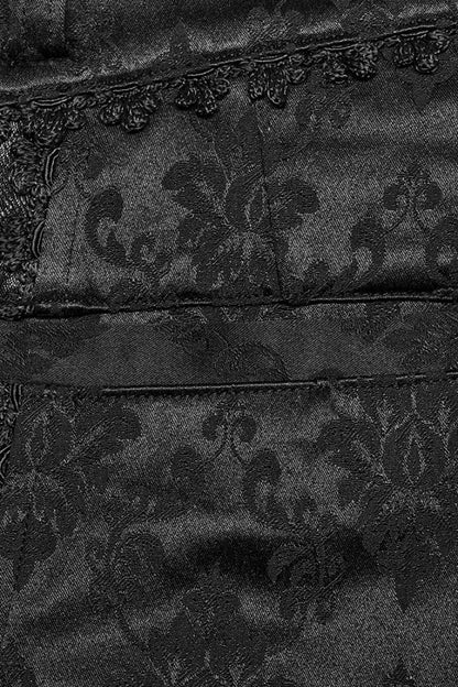 Gothic Pants for Men with Black Jacquard 3D Print and Lace Detailing