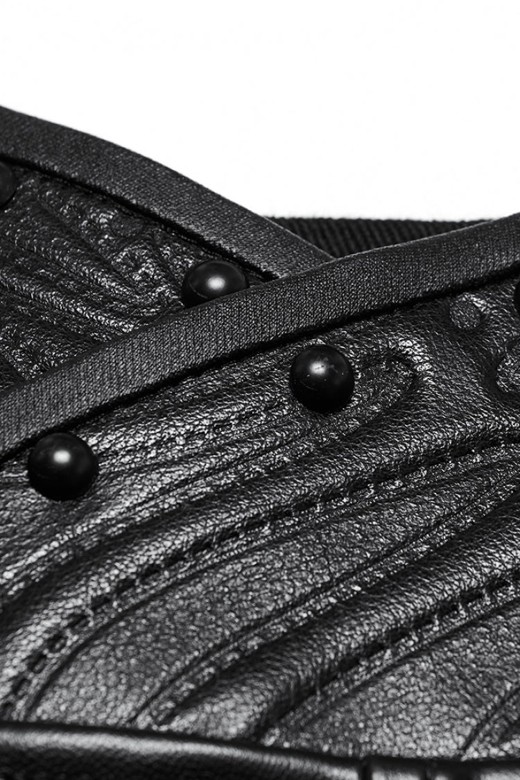 Punk Leather Pants for Men - Black Slim Fit