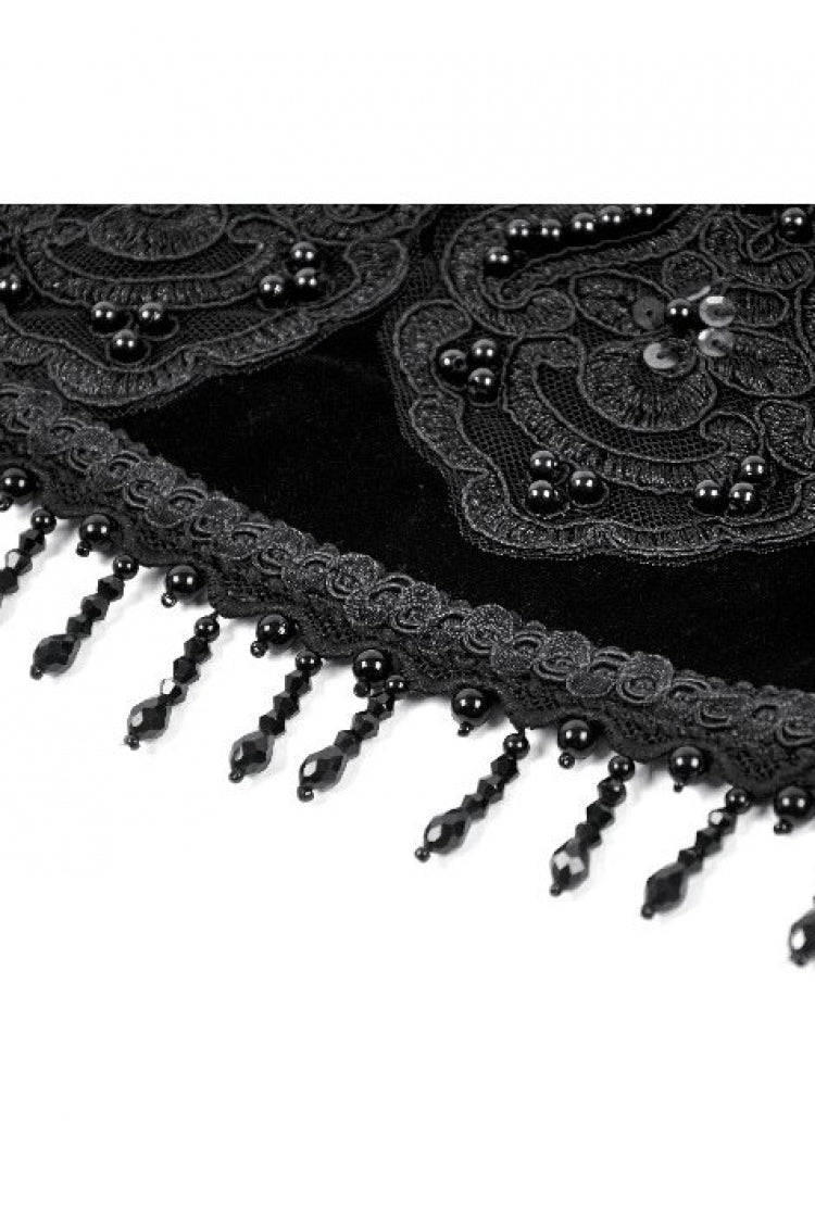 Royal Velvet Gothic Waist Cincher with Beaded Tassels