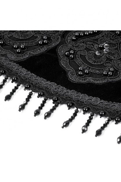 Royal Velvet Gothic Waist Cincher with Beaded Tassels