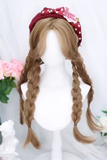 Champagne Gold Milk Tea Swoop Bangs Curly Lolita Wig