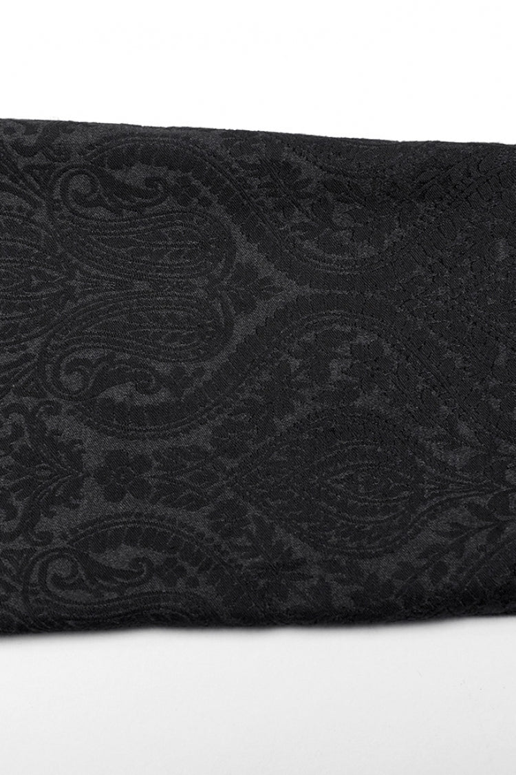 Men's Gothic Pants with Floral Print Decal and Decoration in Black Jacquard