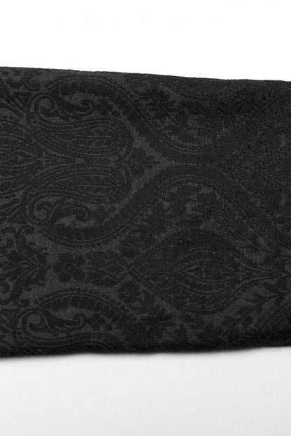 Men's Gothic Pants with Floral Print Decal and Decoration in Black Jacquard
