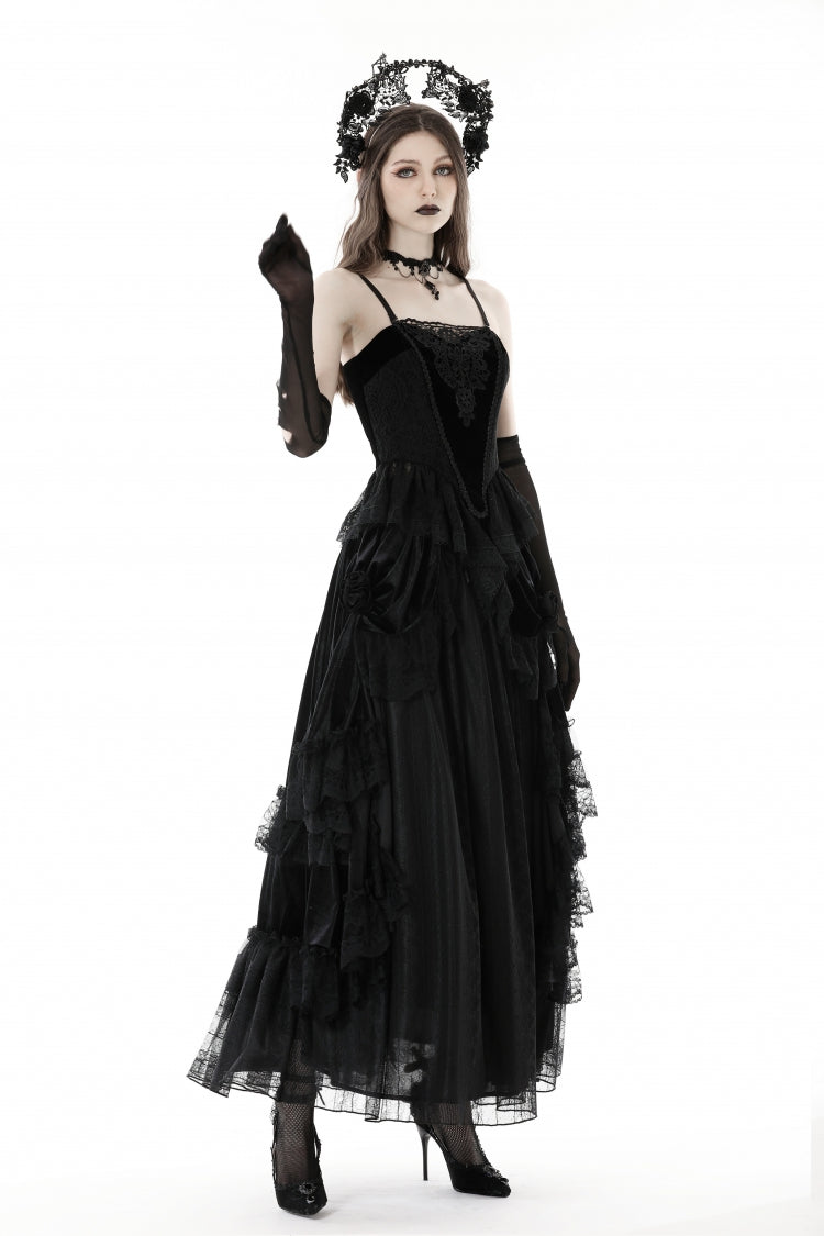 No-Sleeve Floral Velvet Gothic Corset Top