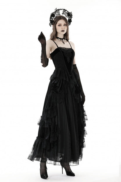 No-Sleeve Floral Velvet Gothic Corset Top