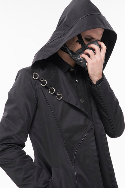 Windproof Hooded Casual Coat with Back Strap Detailing