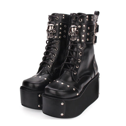 Gothic Lolita Boots with Skull Rivets