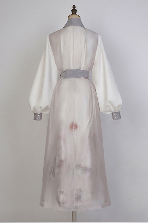 Classic Lolita Hanfu Gown Full Set with Elegant Chinese Ink Printing