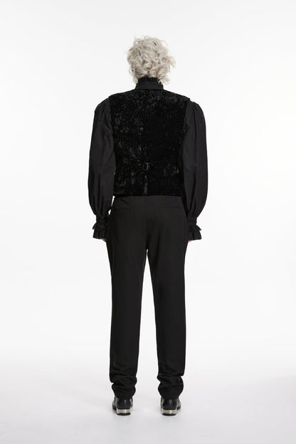 Spliced Slim Embroidered Gothic Pants for Men in Black