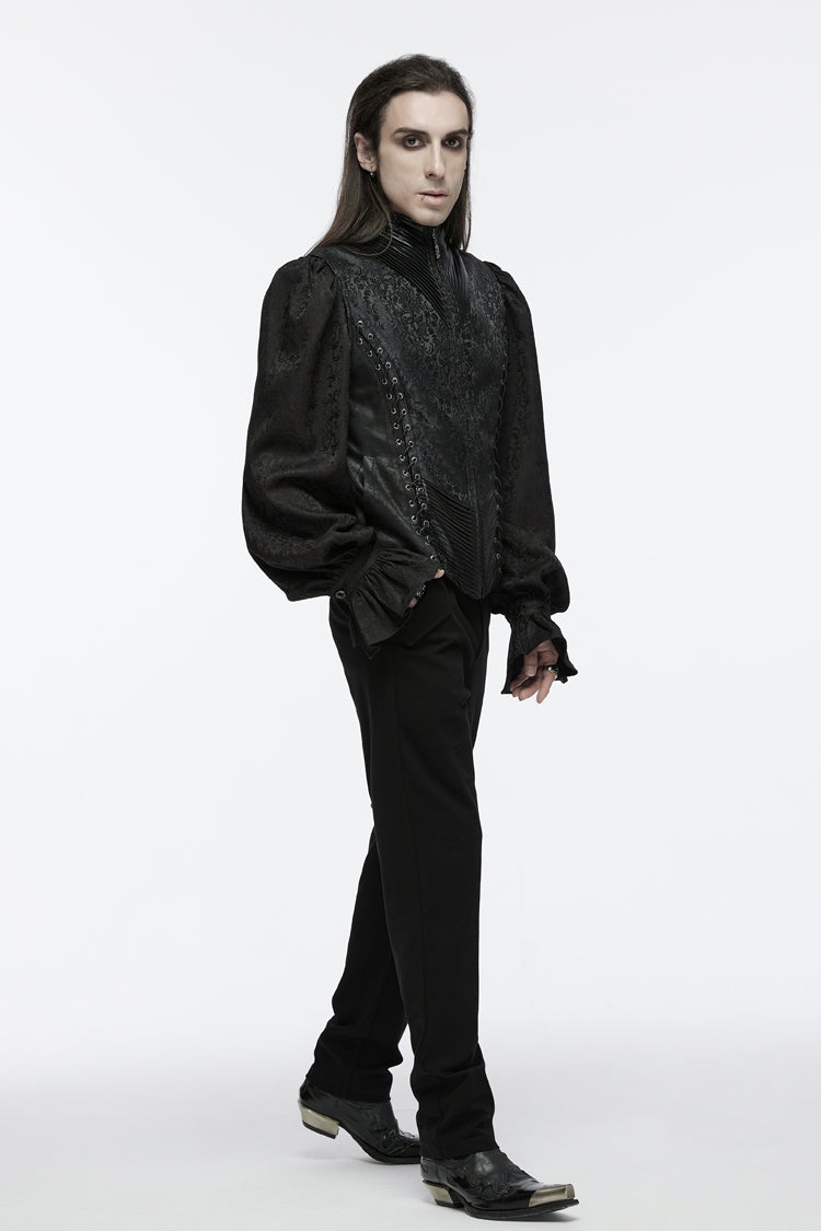 No-Sleeve Eyelet Lace-Up Men's Gothic Waistcoat