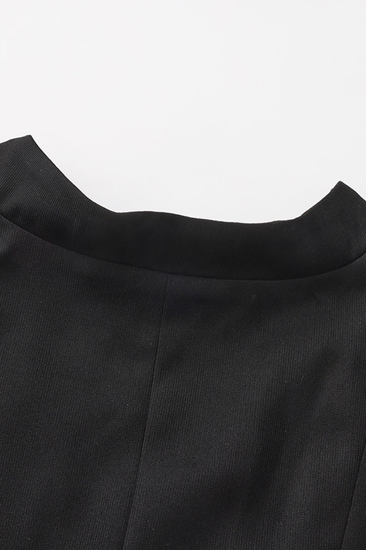 Ebony Sleeveless Ruffled Victorian Prince Coat - Immortal Silent Agent