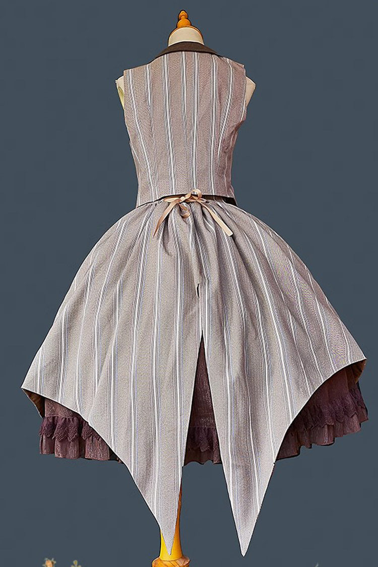 Witch's Notes Ruffle Cardigan Classic Lolita Skirt - Brown Grey