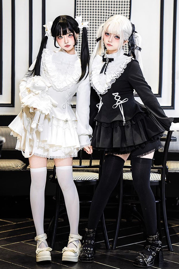 Sweet Handsome Lolita Dress - Lace-Up Ruffled Sleeves