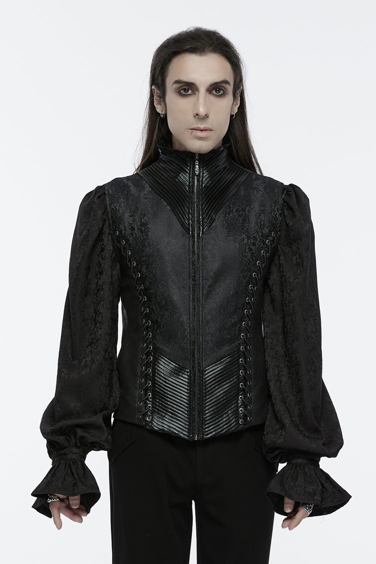 No-Sleeve Eyelet Lace-Up Men's Gothic Waistcoat