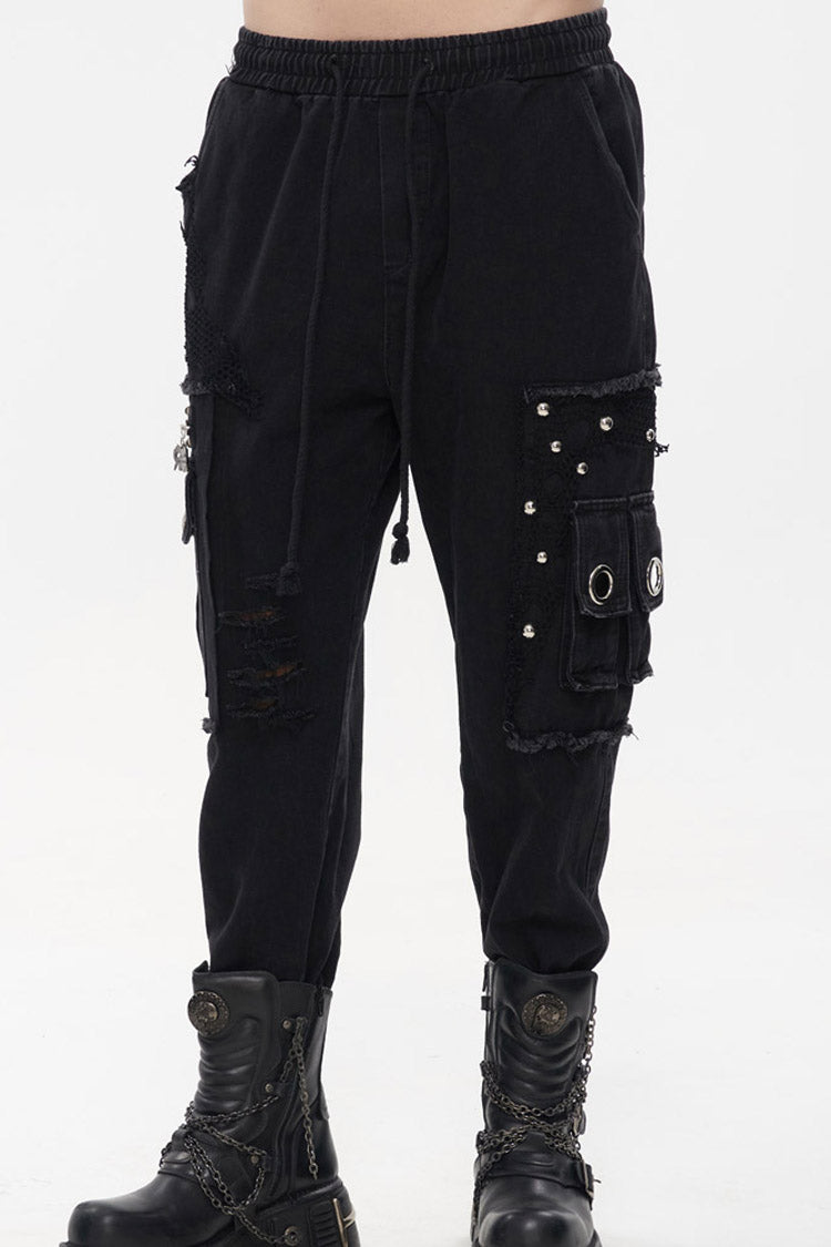 Obsidian Pentagram Chain Embellished Trousers