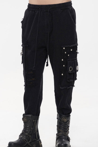 Obsidian Pentagram Chain Embellished Trousers