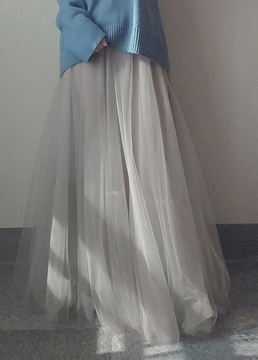 Patchwork Italian Waist Line Skirts A Elastic White Tulle