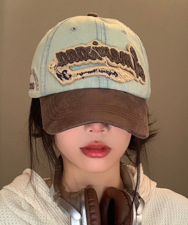 Embroideried Cap Denim American Hat Blue Baseball Style