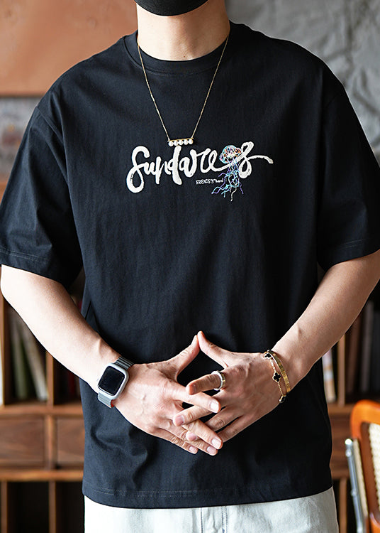 Men T Graphic Shirts Embroideried Style White American Cotton