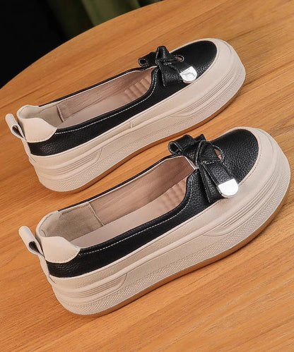 Bow Comfortable Splicing Casual Shoes Apricot Platform