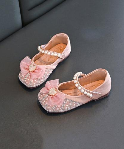 Kids Bead Shoes Buckle Zircon Apricot Flat Nail Feet Girls Strap
