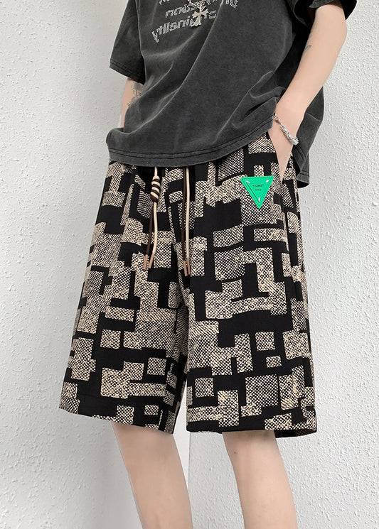 Shorts Apricot Summer French Cotton Pockets Waist Men Elastic