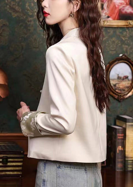 Apricot Silk Coats Tasseled Mandarin Collar Spring YJ045