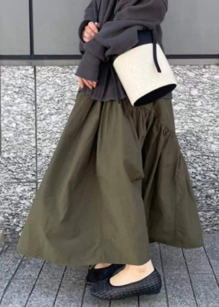 Fall Green Exra Large Hem Army Skirts Patchwork Cotton