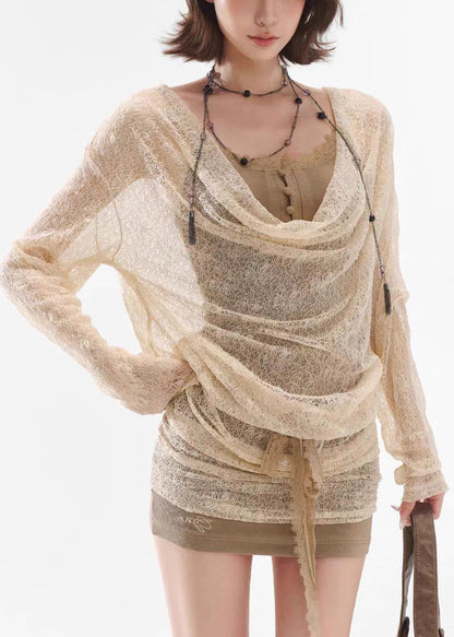 Art Apricot Dresses Up Pieces Two False Lace Mini