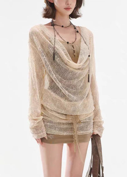 Art Apricot Dresses Up Pieces Two False Lace Mini