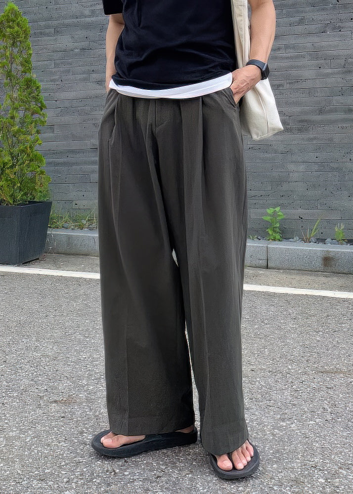 Pants Mens Linen Art Summer Solid Pockets Apricot