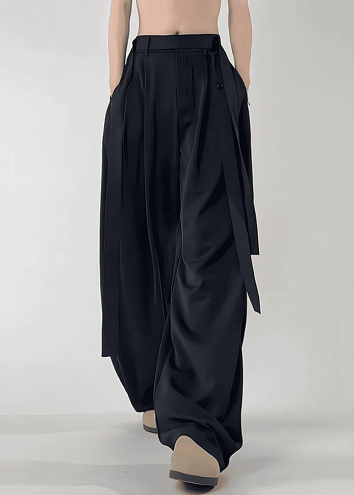 Beige Men Original Pockets Ice Pants Design Art Silk Summer