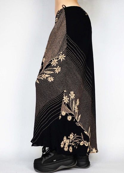 Art Black Low Waist Print Holiday Skirts Spring YF030