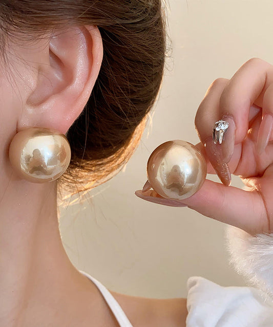 Art Champagne Alloy Pearl Stud Earrings QD018