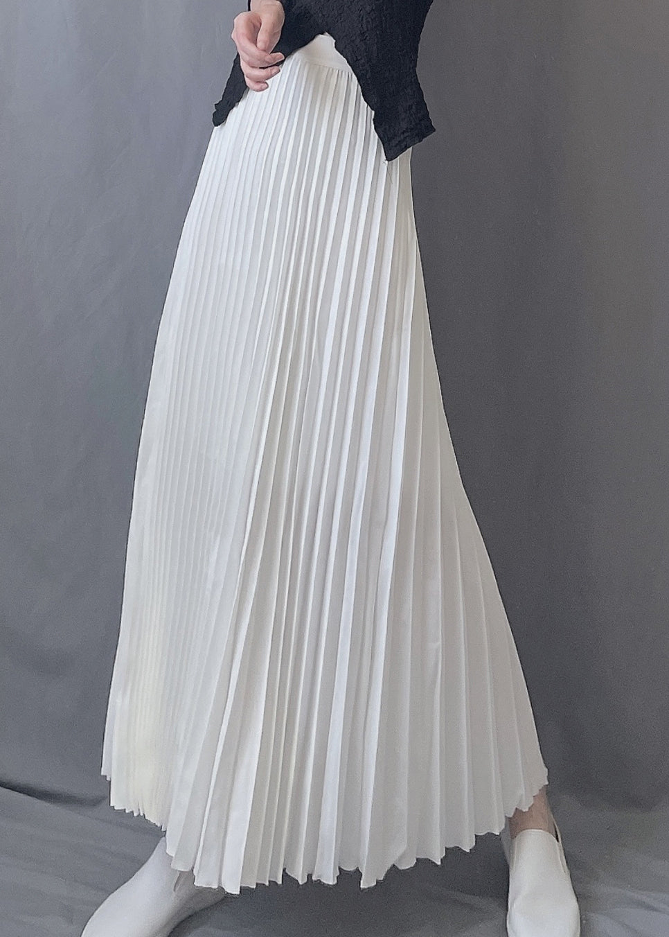 Art Chocolate Wrinkled Elastic Waist A Line Skirts Spring YJ005