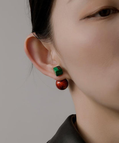 Earrings Art Colorblock Overgild Copper Gem Drop Stone