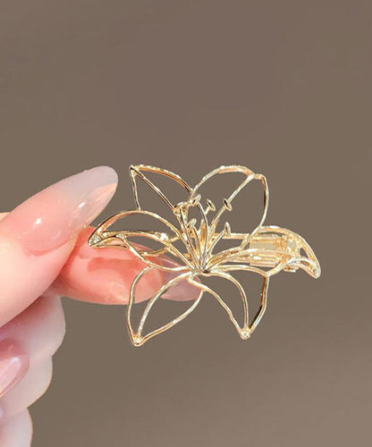 Art Gold Alloy Hollow Out Lily Flower Brooch RG010