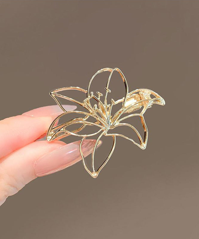 Art Gold Alloy Hollow Out Lily Flower Brooch RG010