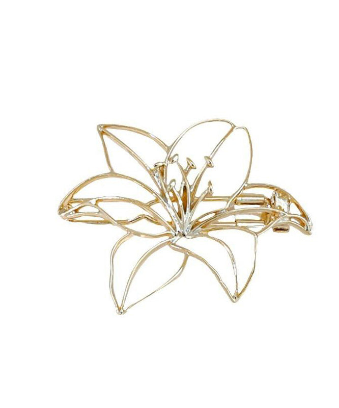 Art Gold Alloy Hollow Out Lily Flower Brooch RG010