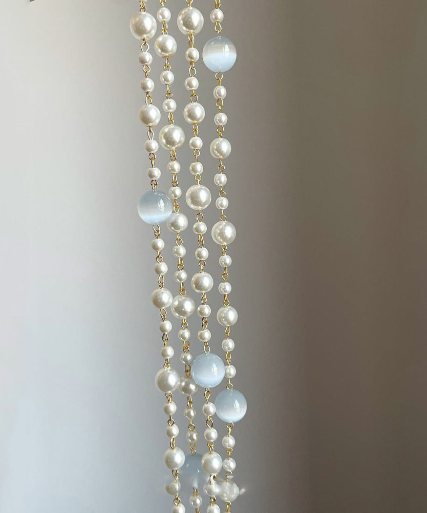 Layered Bead Eye Art Cat's Pearl Stone Gratuated Alloy Gold