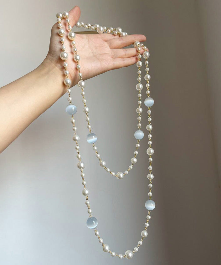 Layered Bead Eye Art Cat's Pearl Stone Gratuated Alloy Gold