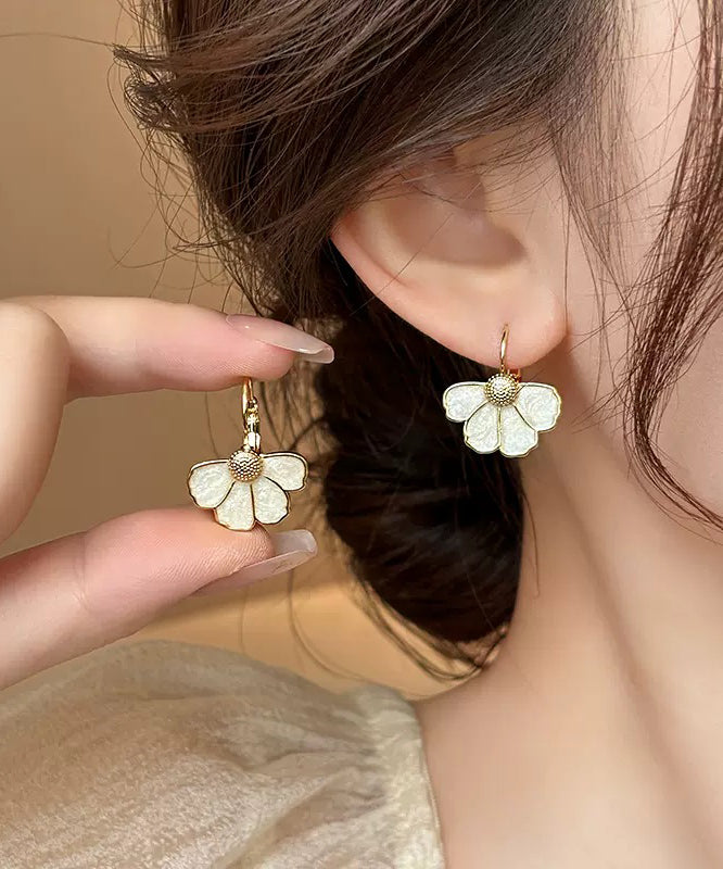 Art Alloy Drop Earrings Copper Gold Petal