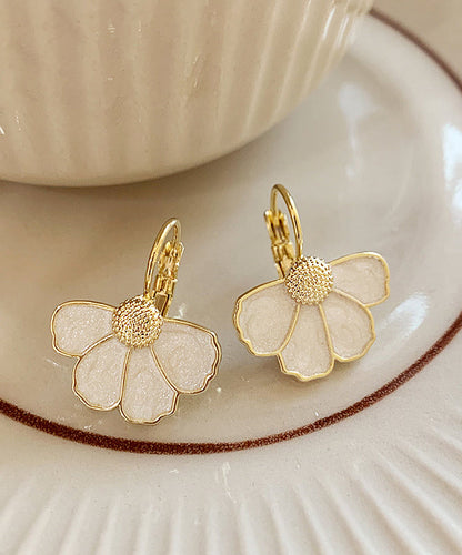 Art Alloy Drop Earrings Copper Gold Petal