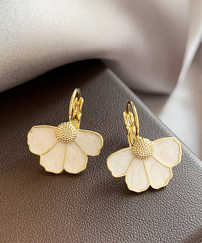 Art Alloy Drop Earrings Copper Gold Petal