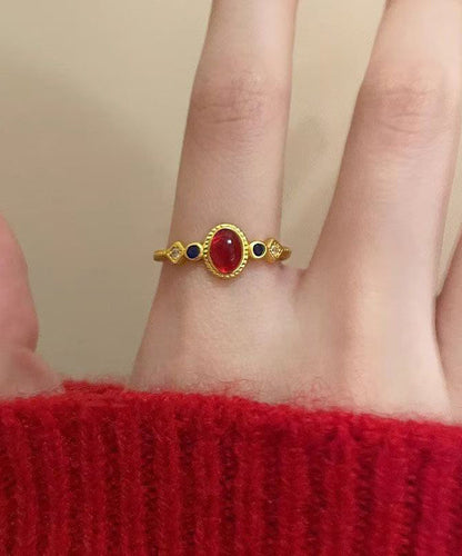 Overgild Sterling Rings Drop Silver Glaze Gold Art