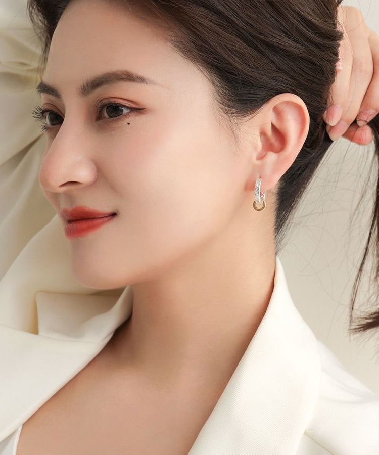 Sterling Gold Art Overgild Earrings Hoop Silver