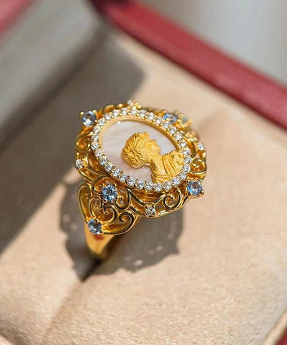 Art Sterling Zircon Gold Silver Rings Overgild